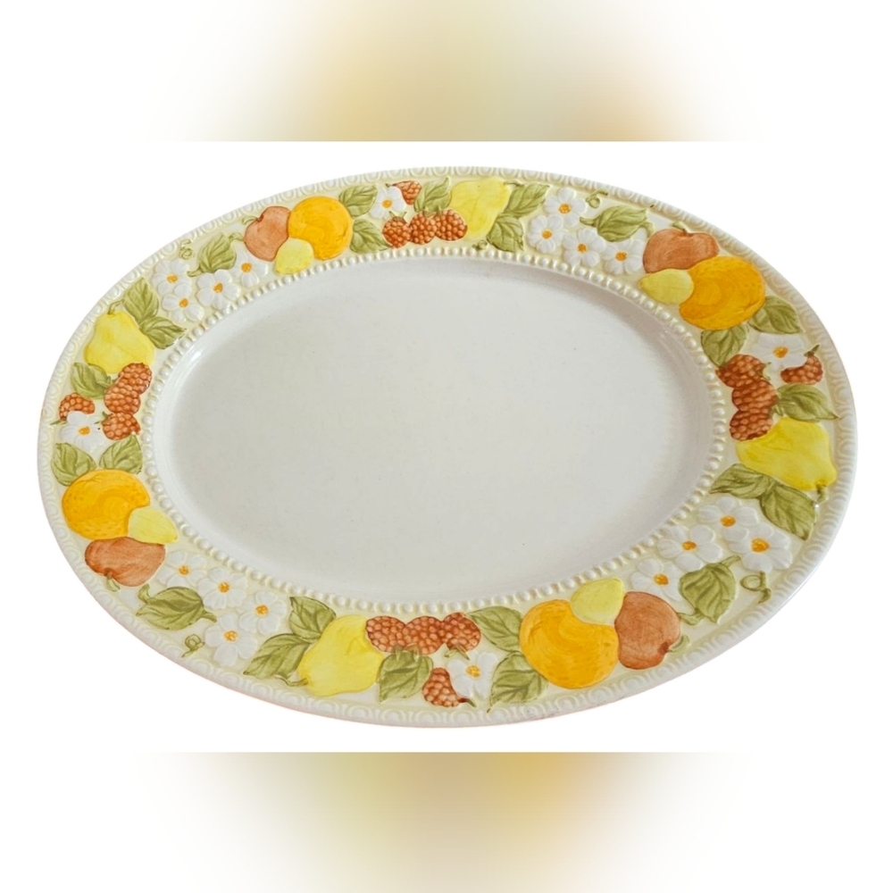 Vintage Metlox 14.5" Serving Platter Della Robbia Fruit Vernon Ware USA 1970's - Picture 1 of 6